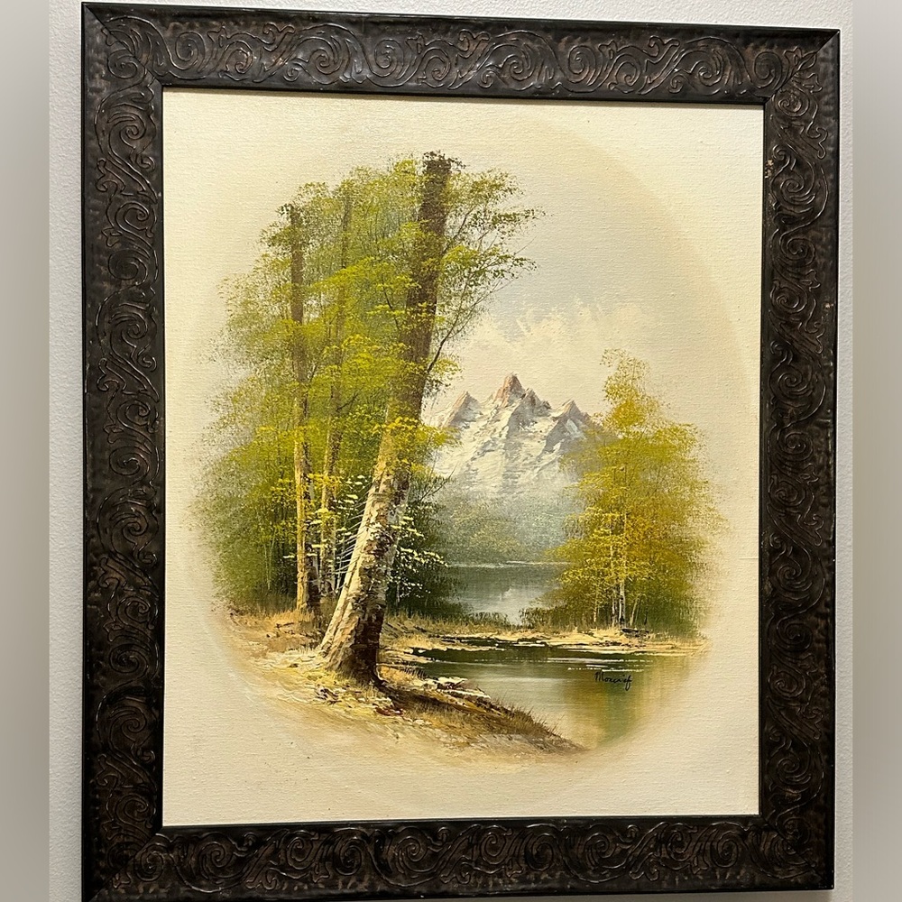 Mary Jane moncrief 1848-1888 original oil painting landscape framed